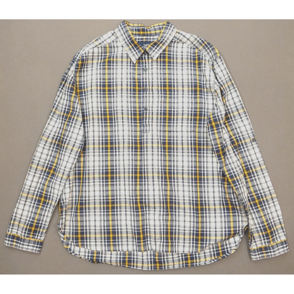 The North Face Top Womens Blue Medium Button Up Plaid Long Sleeve Outdoors